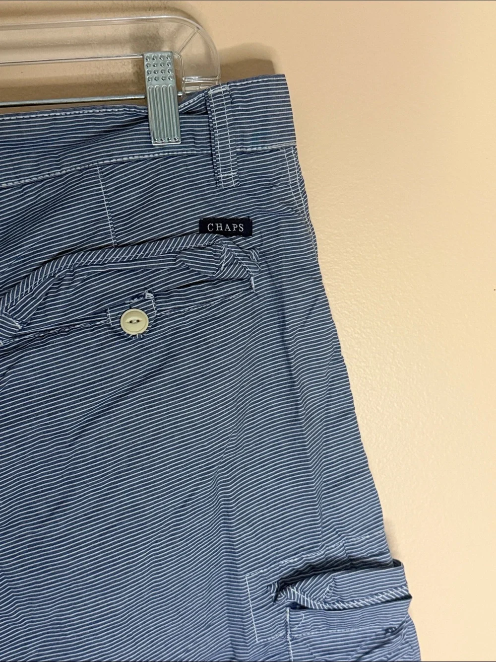 Chaps Men's Navy Blue Pinstripe Cargo Shorts 100% cotton